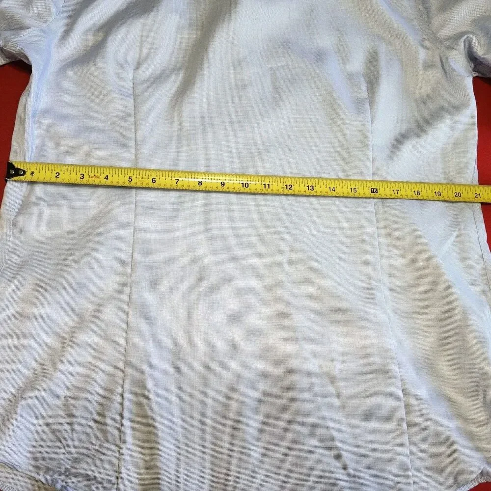Banana Republic Slim Fit Non-Iron Dress Shirt Blue Dobby Check Large Altered